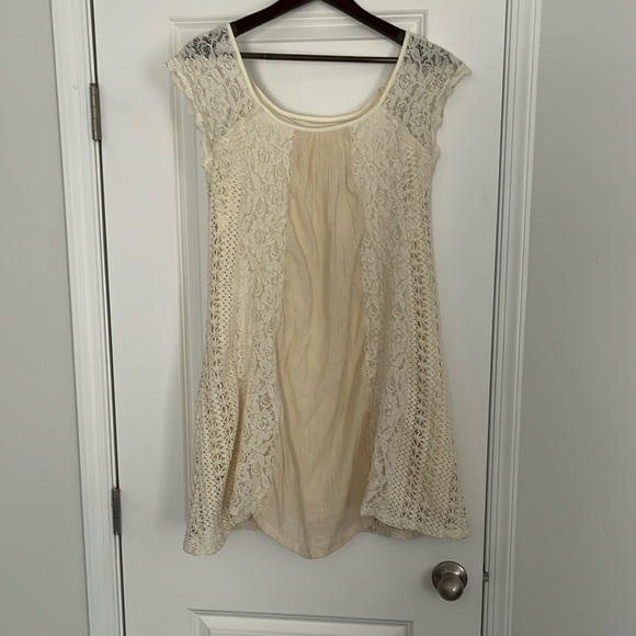 Altar'd State Pale Beige Crochet Knee-Length Sundress - Picture 1 of 6